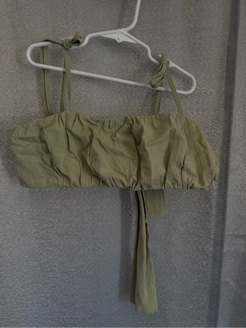 SHEIN Olive Tie-Strap Ruched Crop Top